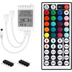 Dual Outputs 44  IR Remote Controller 4 Pin 2 Ports RGB Control Box RGB LED Strip Light Controller with WirelessReceiver for RGB 5050 3528 LED Strip Lights
