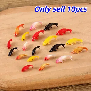 10 Pack Soft PVC Goldfish Statues, 3D Small Decorative Fish Models for DIY Crafts & Decorations, Random Colors, Perfect for Resin Flower Pots, Decorative Figurines