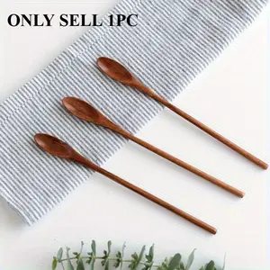 1pc Exquisite Handmade Wooden Stirring Spoon Western Style Long Bing Spoon with Honey Coffee Stirring Spoon Culinary Cutlery Dinnerware Utensils Kitchenware Home