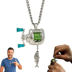 with Rotatable Handle Mini Fishing Reel Necklace Alloy DIY Fishing Reel Jewelry Set Backpack Keychain Jewelry Accessories