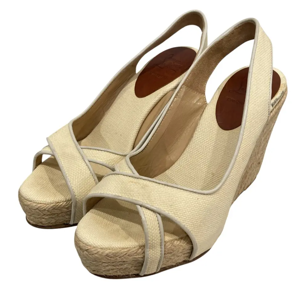 Pre-owned christian louboutin Canvas Small Leather Goods Wedge Sandals