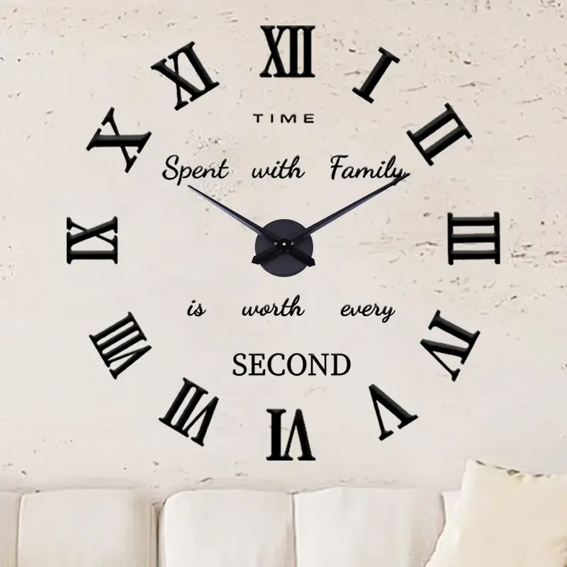 Frameless Roman Numeral Wall Clock, DIY Design Personalized Retro Handicraft Clock, 3D Wall Decoration Stickers, Silent Clock Kit, Home Office Decor, Modern Craft Decoration, Decoration Items