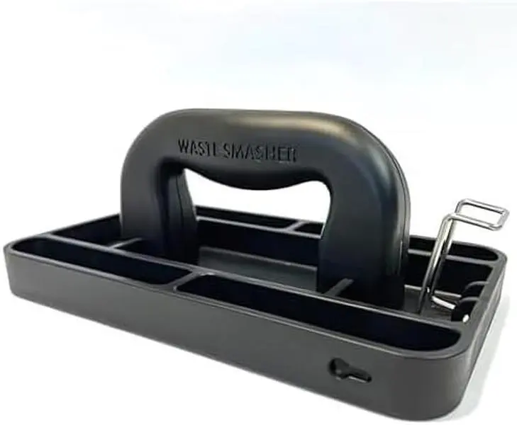 Manual Trash Compactor Tool - Hand-Held Garbage Press with Built-in Hook - for Kitchen  Bin - Space Saving Design - No  Required - Freestanding - Black