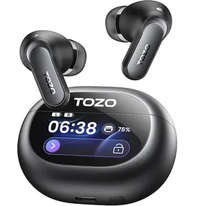 TOZO NC20 Pro Active Noise Cancelling Wireless Earbuds with Smart Touch Screen, LDAC Hi-Res Audio, Stereo Bass, 6 Mics AI Call Ear Buds, 80H Playtime, IPX8 Waterproof, 32 EQ via App, Wireless Charging