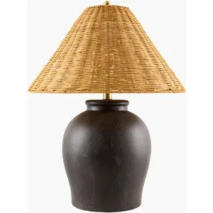 Rich Orange Traditional Table Lamp with global details for bedside or console tables