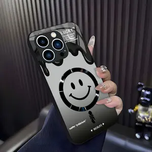 Luxury Drip Smiley Face Chrome MagSafe Case for iPhone 17/16/15/14/13/12/11 Pro Max, Samsung S26Ultra/S25, Richlife Edition Protective Cover 952