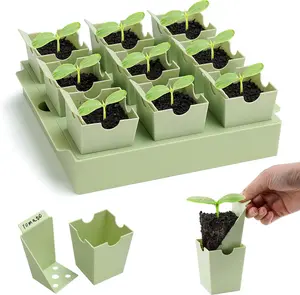 Seed Starter Tray, Dual-Purpose Handles for Transplanting & Labeling, 9 Deep 2.3 in Cells, Extra-Thick Reusable Germination Kit, for Indoor, Outdoor & Greenhouse Use