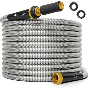 Garden Hose 200FT - 304 Stainless Steel Metal Water Hose, Flexible, Kink-Free, Lightweight, Durable, Crush Resistant Fittings, Easy to Coil, 500 PSI