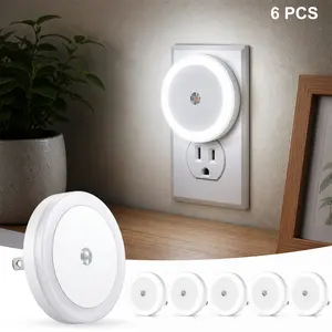 Smart Night Light Auto ON/OFF, Night Lights Plug into Wall 6-Pack, Light Sensor Control Plug in Night Light Soft Warm Amber Glow, Eye-Friendly,Led Night Lights for Bedroom, Bathroom, Hallway Warm White Home Lighting