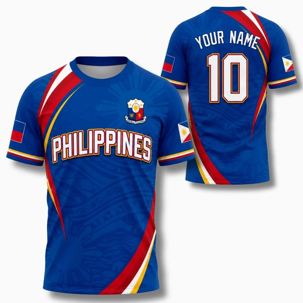 Philippines Soccer Shirt, Personalized Filipino Flag Jersey, Philippines Fan Tee short-sleeve fashion P52