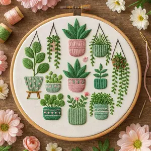 Beginner Embroidery Kit, Elegant Plant-Design Cross Stitch Set, Flower Embroidery, Hand-Embroidery DIY Kits Craft Supplies with Cloth, Thread and Needle, Embroidery Kit For Beginners, Two Styles Available
