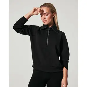 SPANX AirEssentials Half Zip in Very Black