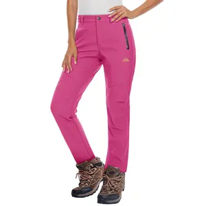 MAGCOMSEN Women's Fleece Lined Waterproof Insulated Softshell Pants Outdoor Snow Ski Pants Winter Warm Hiking Pants