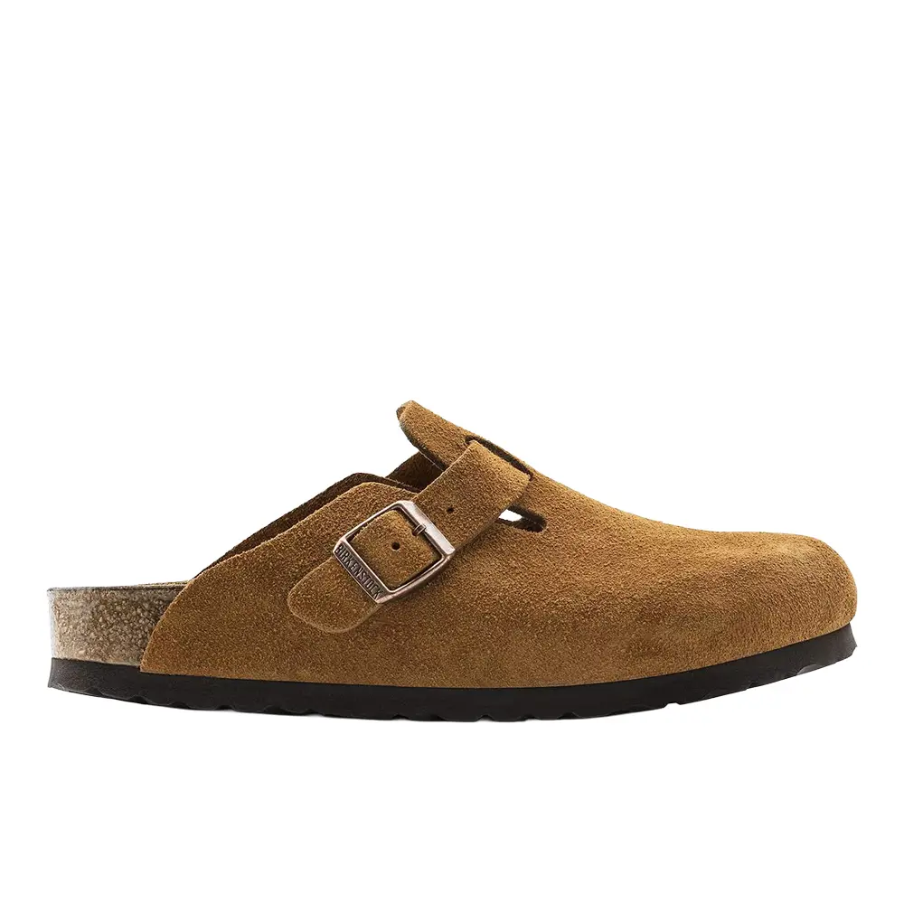 BIRKENSTOCK Mens Boston Soft Footbed Suede Leather Clogs Casual - Brown