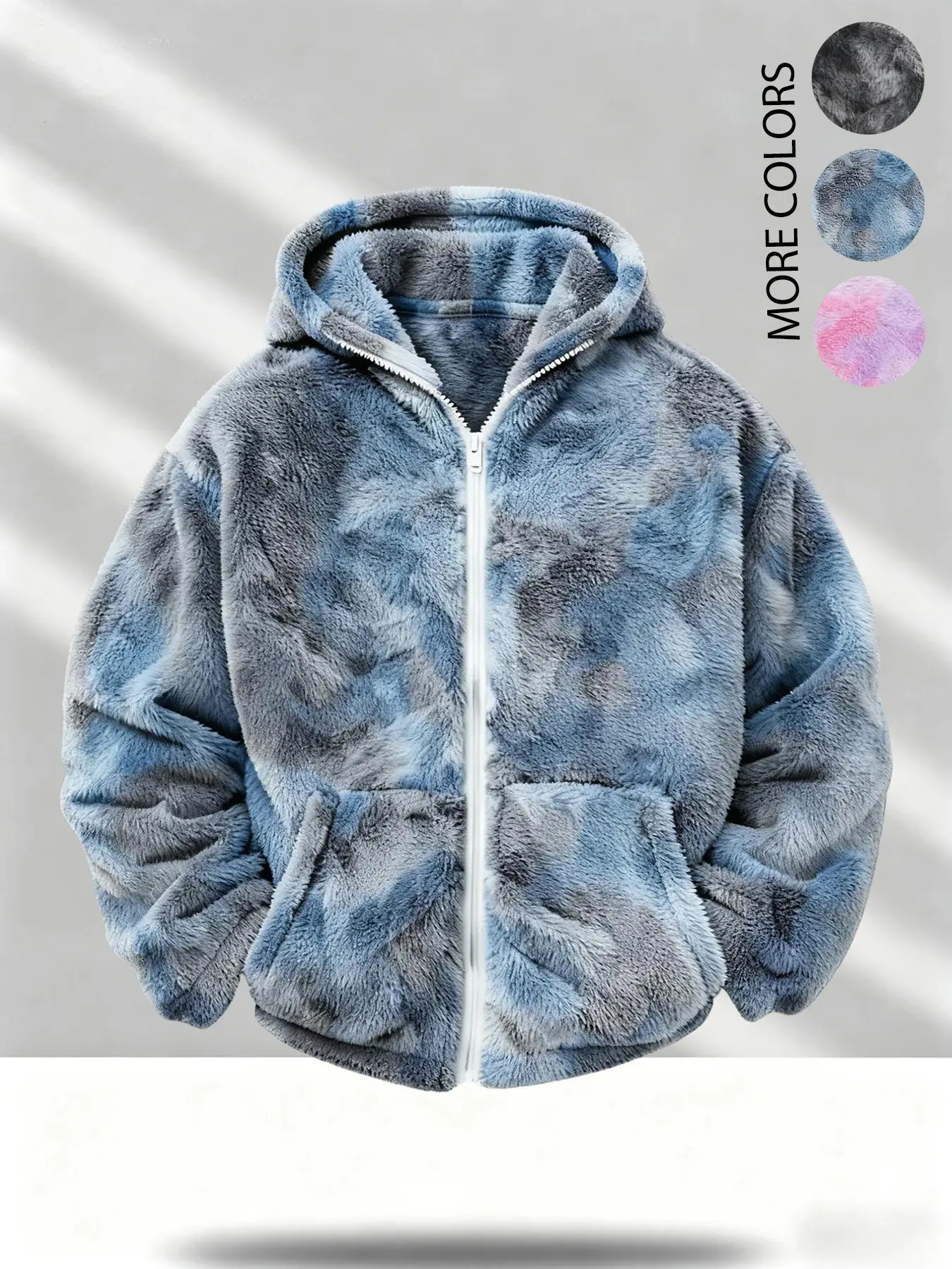 Men's and women's matching hooded Unisex Tie Dye plush coats, winter and autumn warm outerwear jackets and tops; stylish, trendy, versatile, suitable for young people, casual wear, students, campus life, and streetwear – perfect for staying warm