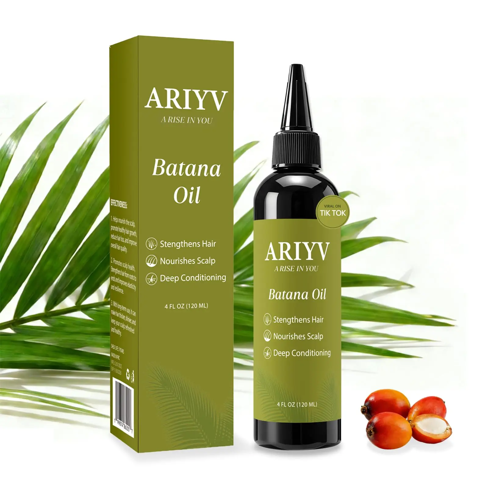 ARIYV Batana Oil for Hair Growth, Natural Batana Oil - Prevents Hair Loss, Reduces Breakage and Strengthens Hair, Enhances Thickness for Men & Women