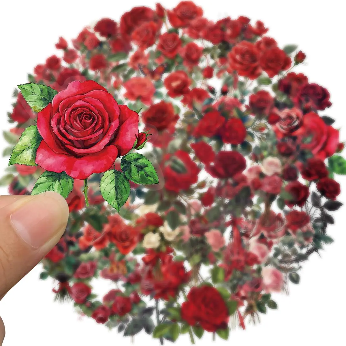 Rose Flower Pattern Sticker, 50pcs/set Waterproof Floral Vinyl Sticker, Decals for Water Bottle, Laptop, Scrapbooking, Journaling