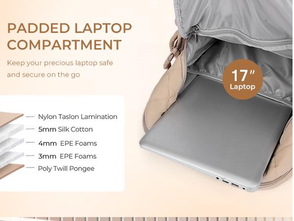 CLUCI TikTokShopSpringGlowUp  New Collection School Backpack Puffer Backpack 17.3 Inch Laptop Backpack for Women, Anti Theft Travel Backpack, Puffer Quilted Work, Water Resistant College Bookbag, Carry on Bckpack