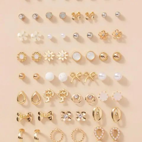 Faux Pearl & Rhinestone Decorated Mixed Earrings Set, Cute Fashion Jewelry for Women & Girls, Trendy All-match & Exquisite Jewelry for Birthday Gift, Sparkling Ear Jewelry, Shining Earrings, Fashionable Jewelry Accessories