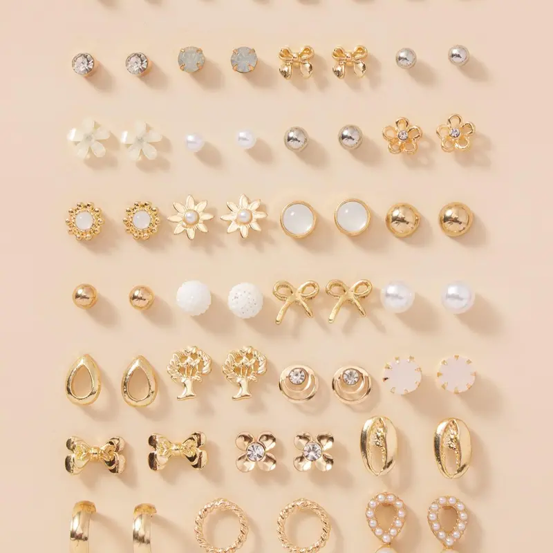 Faux Pearl & Rhinestone Decorated Mixed Earrings Set, Cute Fashion Jewelry for Women & Girls, Trendy All-match & Exquisite Jewelry for Birthday Gift, Sparkling Ear Jewelry, Shining Earrings, Fashionable Jewelry Accessories