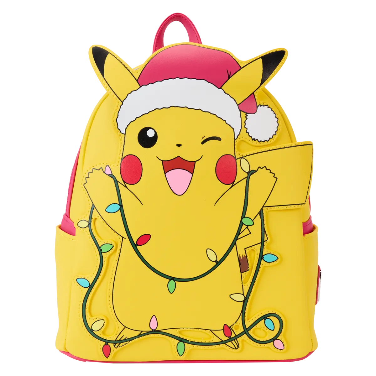 Pokemon Santa Pikachu Light-Up Mini Backpack with Christmas Lights, Cartoon Character Backpack for Holiday Gifting, Cartoon Character Backpacks