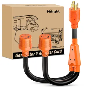 Nilight 4 Prong 30 Amp Generator Splitter Y Adapter Cord NEMA L14-30P L14-30R 125/250V 7500W Locking Power Cable 10 AWG STW Wire ETL Listed for Manual Transfer Switch Generators RV Camper Outdoor