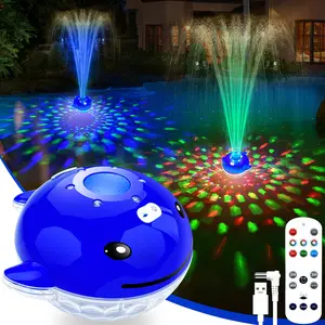 ChlorStar Pool Fountain with Remote, Dolphing Floating Pool Fountain with Lights, Above Ground Pool Water Fountains with Anchor, Swimming Pool Fountains for Inground Pool-1PC,Blue