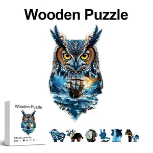 Owl Wooden Jigsaw Puzzle, Irregular Animal Shaped Pieces, High-Difficulty Intellectual Toy, Perfect Gift for Holidays, Family Game & Home Decor
