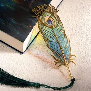 Chinese Style Metal Translucent Peacock Feather Bookmark, Elegant Classical Chinese Metal Bookmark with Tassel - Vibrant Colors, Ideal Gift for Teachers and Students, Birthday Gift, Souvenir, Mother's Day gift, and Office Use, Book Accessories