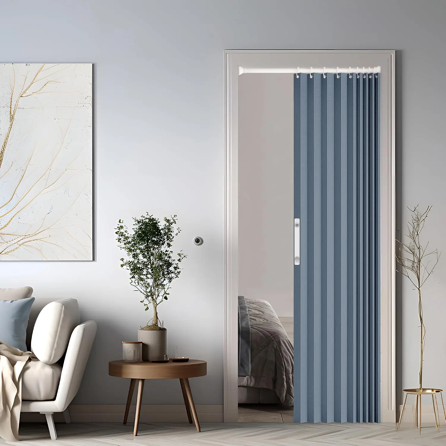 Blackout Door, Foldable Room Divider, Suitable for/Bedroom/Living Room, Accordion(Blue,41.3 * 78.7inches)
