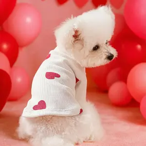 Heart Pattern Pet Dog Sweater, Small Breed Valentine's Day Clothes, Teddy Bichon Pomeranian Yorkie Poodle, Festive Apparel Clothing