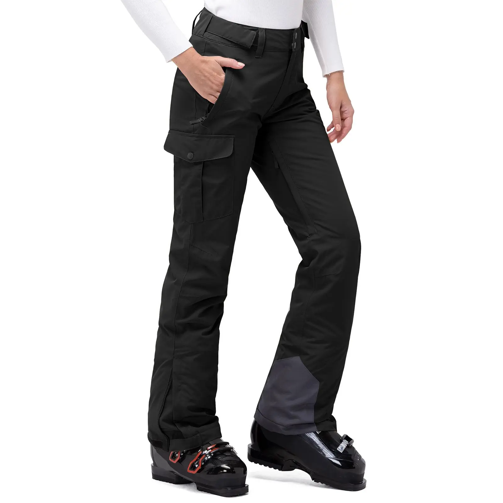 33,000ft Women's Insulated Snow Pants, Waterproof Snowboard Ski Pants with Boot Gaiters