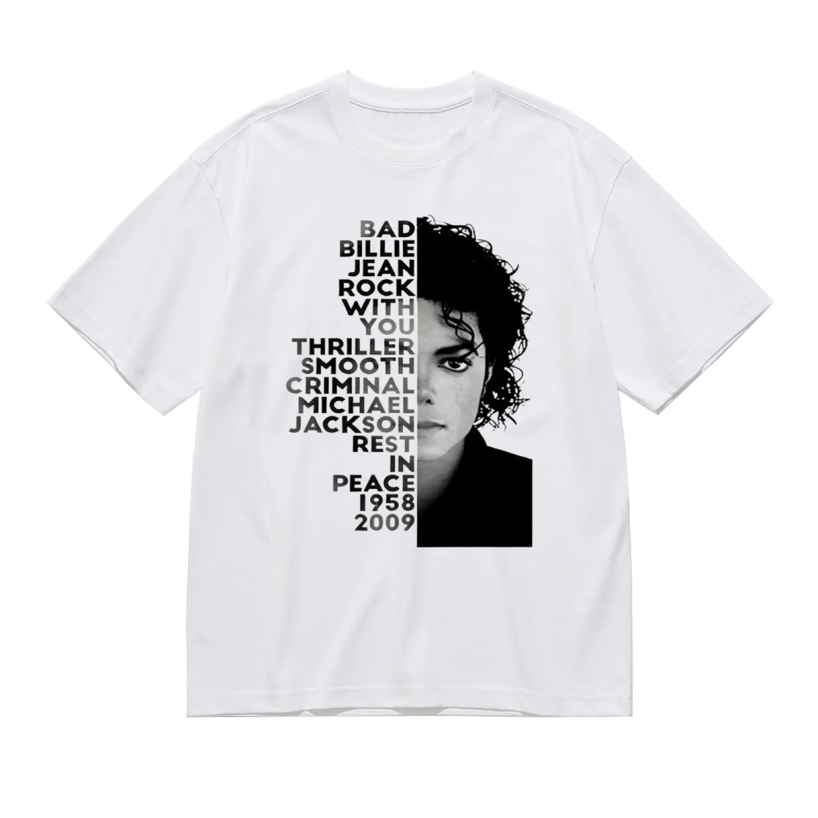 Michael Jackson King of Pop Graphic T-Shirt For Women, King of Pop Era Casual Round Neck Printed Short Sleeve Tops Tees