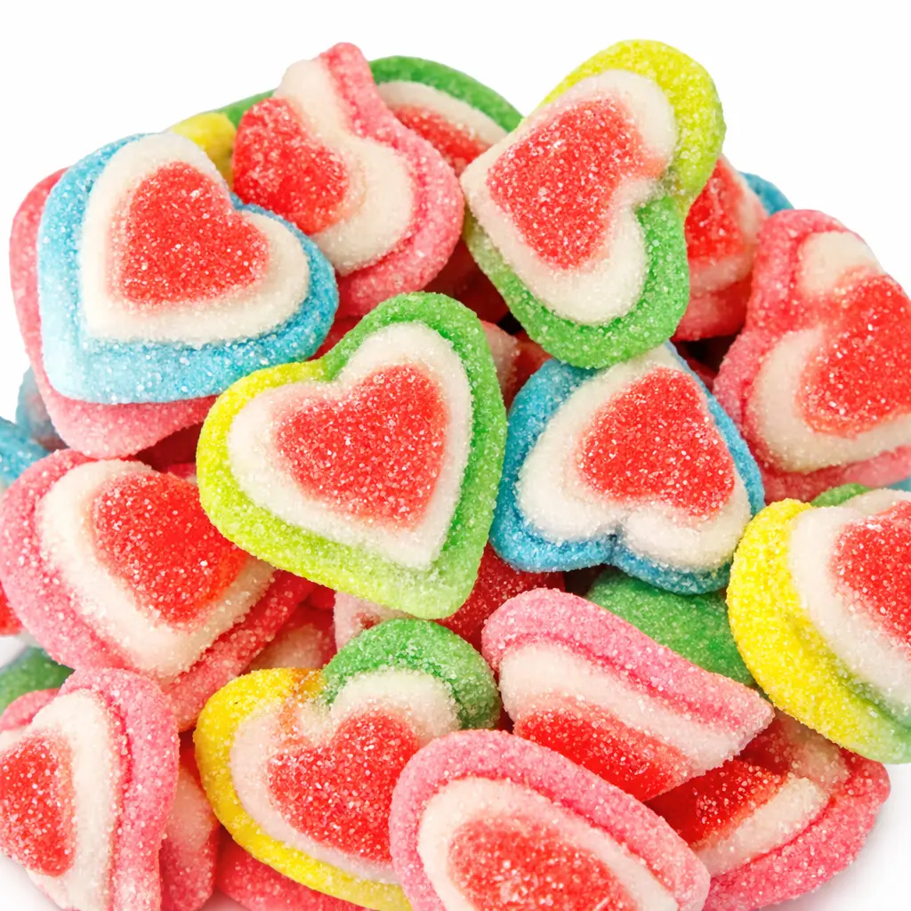 Triple Heart Gummy Candy Soft Chewy Fruity Sweet Heart Shaped Cute Snack Treat