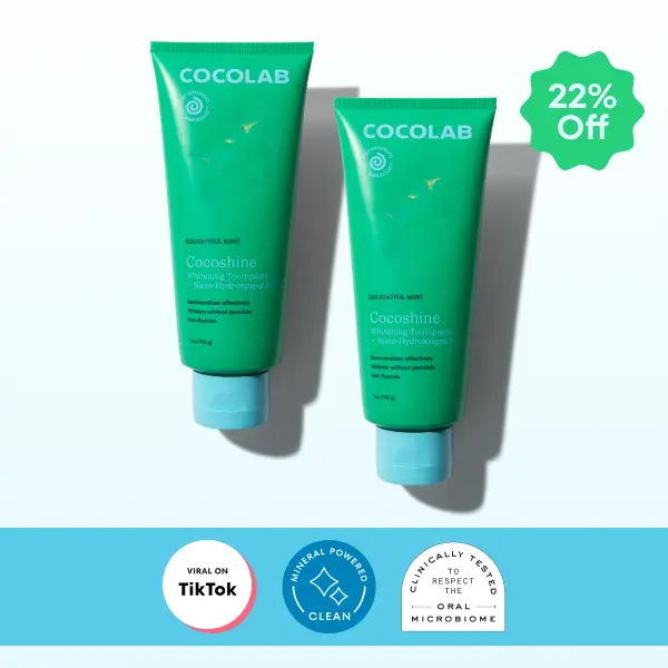 COCOLAB Cocoshine Whitening Jumbo Toothpaste Duo, 7 oz Each, Mint Flavor, Dual-Action Whitening & Enamel Support Without Fluoride