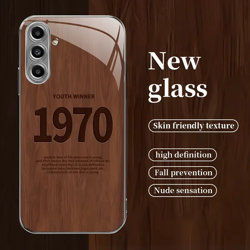 Galaxy A13 5G Smartphone Case, Handheld Cellphone Protection Cover with Vintage Simple Wood Grain, High-Grade Glass, Drop-Proof, Anti-Fingerprint Features for Compatible Devices -888