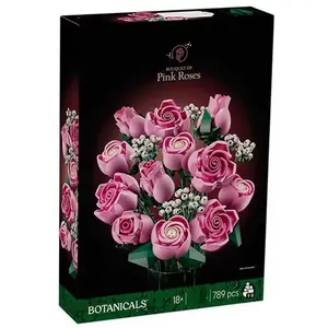 Women's Day Gift Set, Romantic Rose Bouquet Building Blocks Kit, Perfect Holiday Present, Adult Home Decor, Hobbyist Gift, 789 Pieces, Faux Rose Bouquet