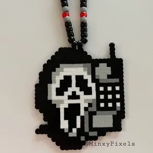 Scary Scream Phone Call Kandi Perler Necklace Beaded Pixel Jewelry Rave Accessories