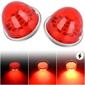 Nilight Watermelon Light 17 LED Triple Function 2PCS Red Lens Stainless Steel Bezel Marker Clearance Strobe Brake Lights 4 Plug IP68 Waterproof for Trailer Truck Pickup Camper RV ATV UTV Boat