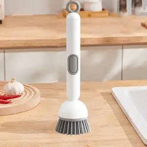Pro Adjustable Soap Dispenser Scrubber Brush, Long Handle Cleaning Wand for Effortless Dish Washing, Deep Cleans Kitchen Pots, Sinks, Tiles & Glass Surfaces