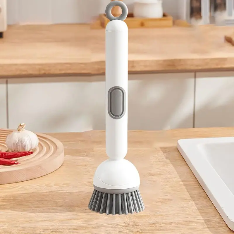 Pro Adjustable Soap Dispenser Scrubber Brush - Long Handle Home Cleaning Tool for Effortless Kitchen Clean, Deep Cleans Pots, Sinks, Scrubbing Tool