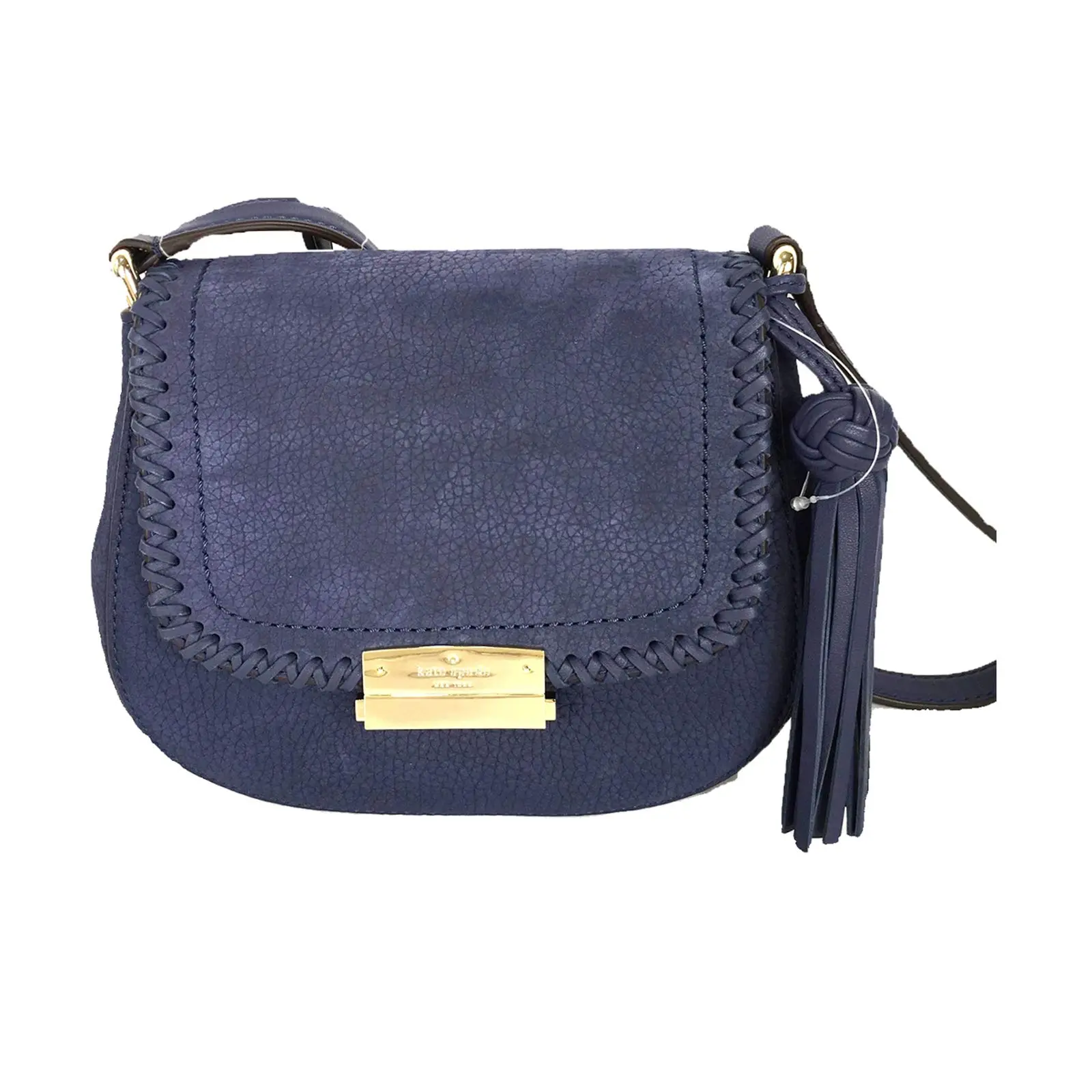 Kate Spade Adalise Women's Suede Leather Crossbody, Chic Diver Blue Flap Bag with Press Lock, Adjustable Strap, Tassel Charm & Zip Pocket, Removable Tassel, Stitched