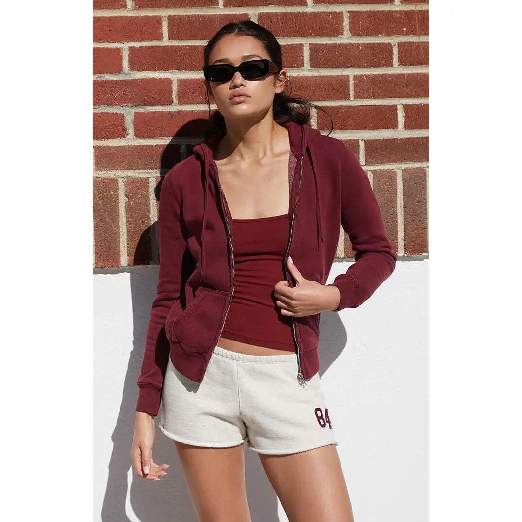 John Galt Women's Burgundy Zip Up Hoodie