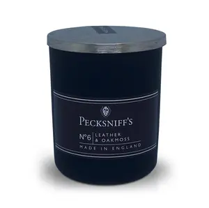 Pecksniff's No.6 Leather & Oakmoss Scented Candle 1 Wick 100g/3.5oz Decor Ornament Aroma Perfume Made in England
