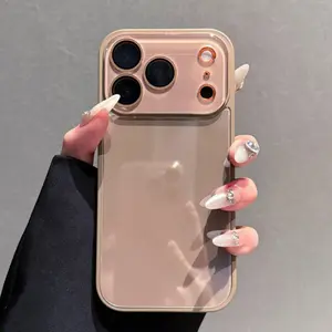 【Silky Skin-Like Touch】Candy Macaron Series – Skin-Feel Crystal Clear Case for iPhone 17, 16, 15, 14, 13 Pro Max – Soft TPU Bumper + Hard PC Back – Full Lens Coverage – Cute, Minimalist, Pink & White Silky Smooth Pastel Cover Aesthetic