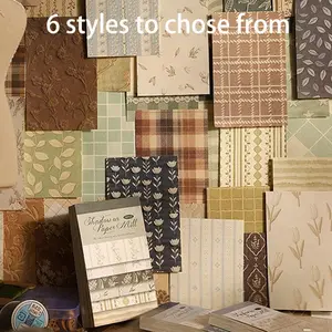 50 Sheets Paper Craft Series Material Book, Realistic Embroidery Fabric Design, Vintage Journal Decoration, Creative Collage Materials, Scrapbook Materials