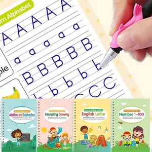 Magic Groove Writing Practice Book Set, School Supplies, Reusable Handwriting Workbook with Pen, Ink Refills, Colorful Handle, Kids Learning Tool
