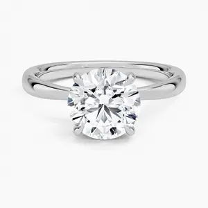 Solitaire Four-Prong Ring Lab-Created Moissanite Engagement Ring for Her Best Gift