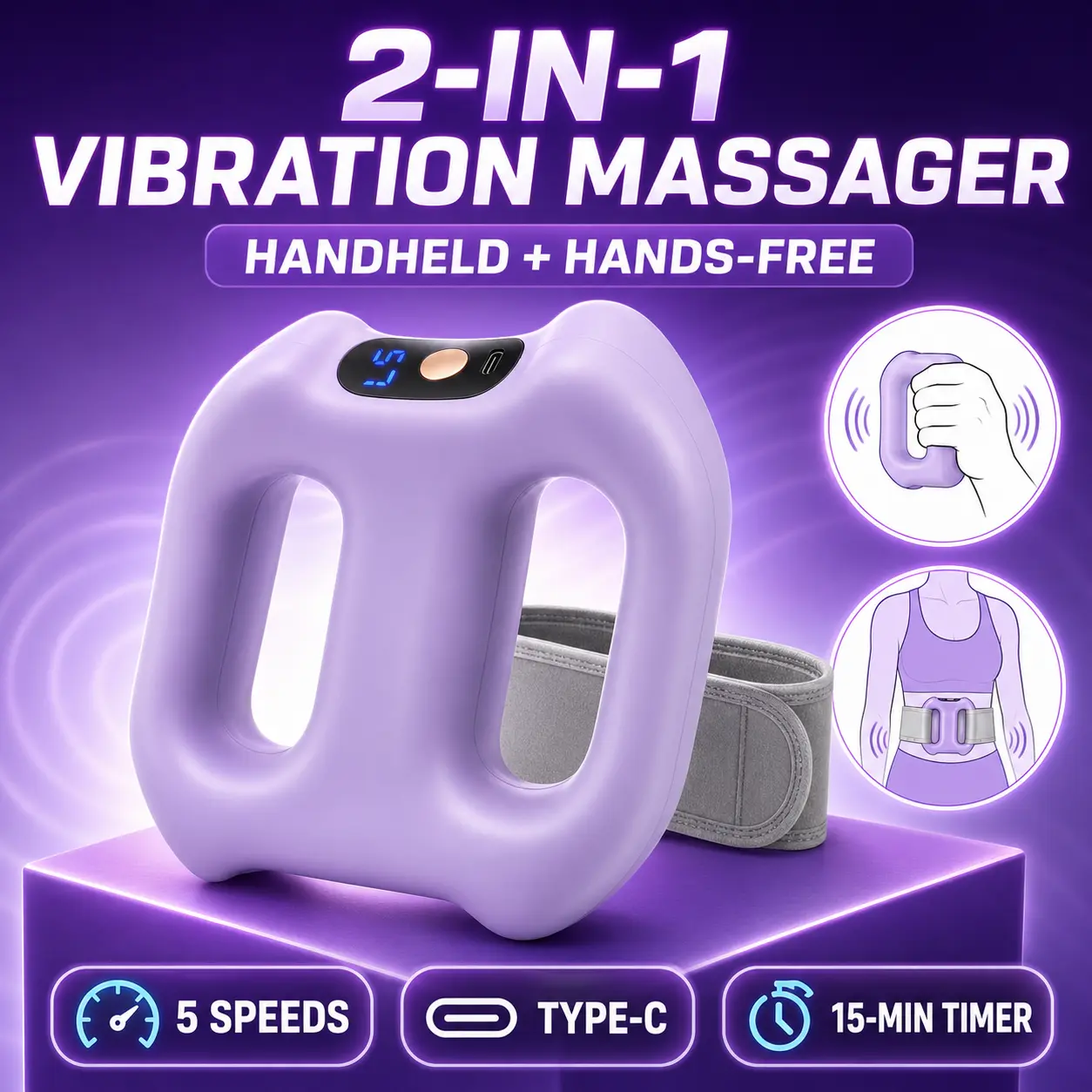 Fascia Ring with 3 Modes and 5 Intensity Levels, Full-Body Muscle Relaxation and Deep-Tissue Shaping Adjustable Vibration Massager for Belly, Legs and Thighs, Muscle Massagers