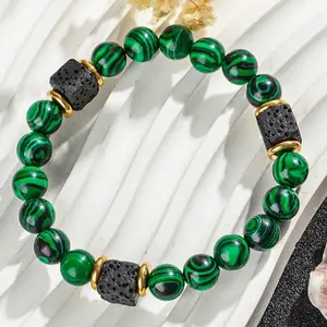 Volcanic Stone Money Bracelet, Emerald Stone Attracts Wealth Men's Jewelry Bracelet